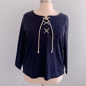 Talbots Nautical Lace-Up Top